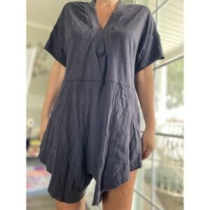 FREE PEOPLE Why Not Romper Playsuit Black V Neck Short Sleeve XS oversize